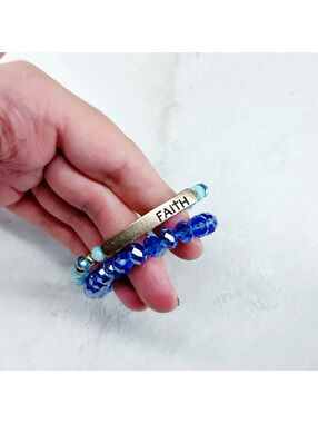 337u. Blue Stretch Glass Bracelets